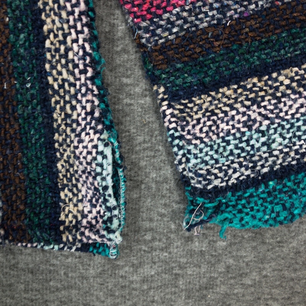 Vintage Drug Rug Pullover Hoodie Hippie Grunge Surf Boho Jacket Adult XL Teal - Picture 7 of 11